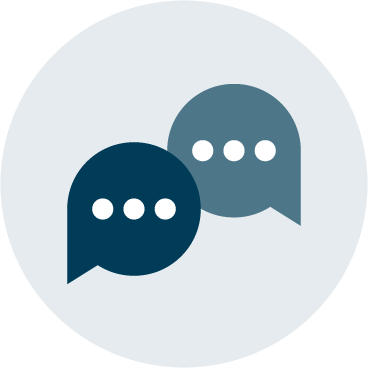 icon of two speech bubbles with ellipses to signify speech