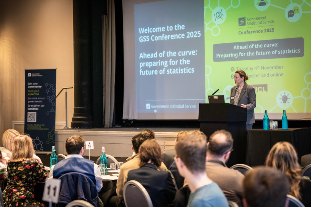 Emma Rourke on stage at the GSS Conference